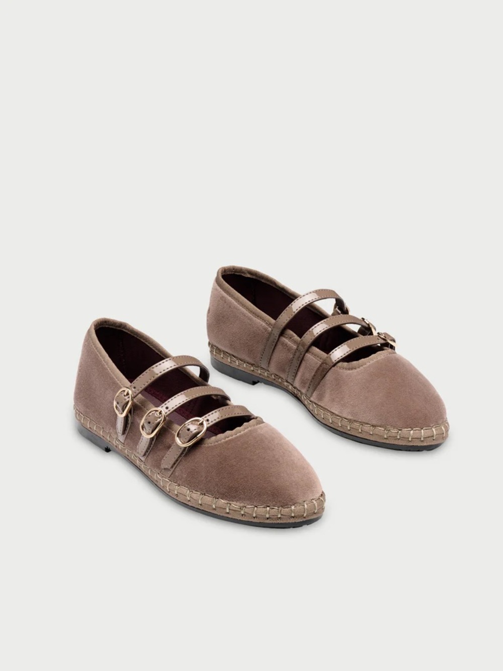 Flabelus Mina Triple Strap Velvet Mary Jane Flats Brown EU 41 NIB Handmade Spain - Picture 4 of 17